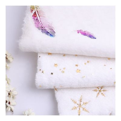 Other Gold Foil Printing Faux Rabbit Fur Plush Fabric