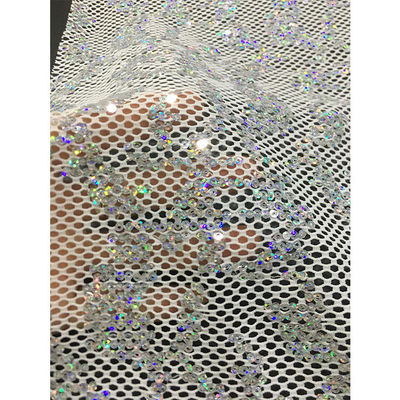 Viable White Guipure Lace Embroidered Sequin Printed Lace Fabric For Dress And Cloth